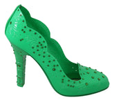 Dolce & Gabbana Green Crystal Floral CINDERELLA Heels Shoes -   -  Dolce & Gabbana.